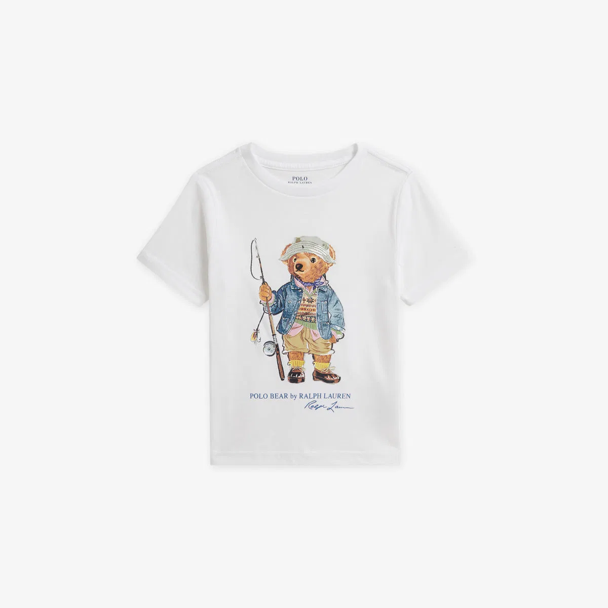 Детская футболка-поло с изображением медведя из хлопкового трикотажа Polo Ralph Lauren, белый