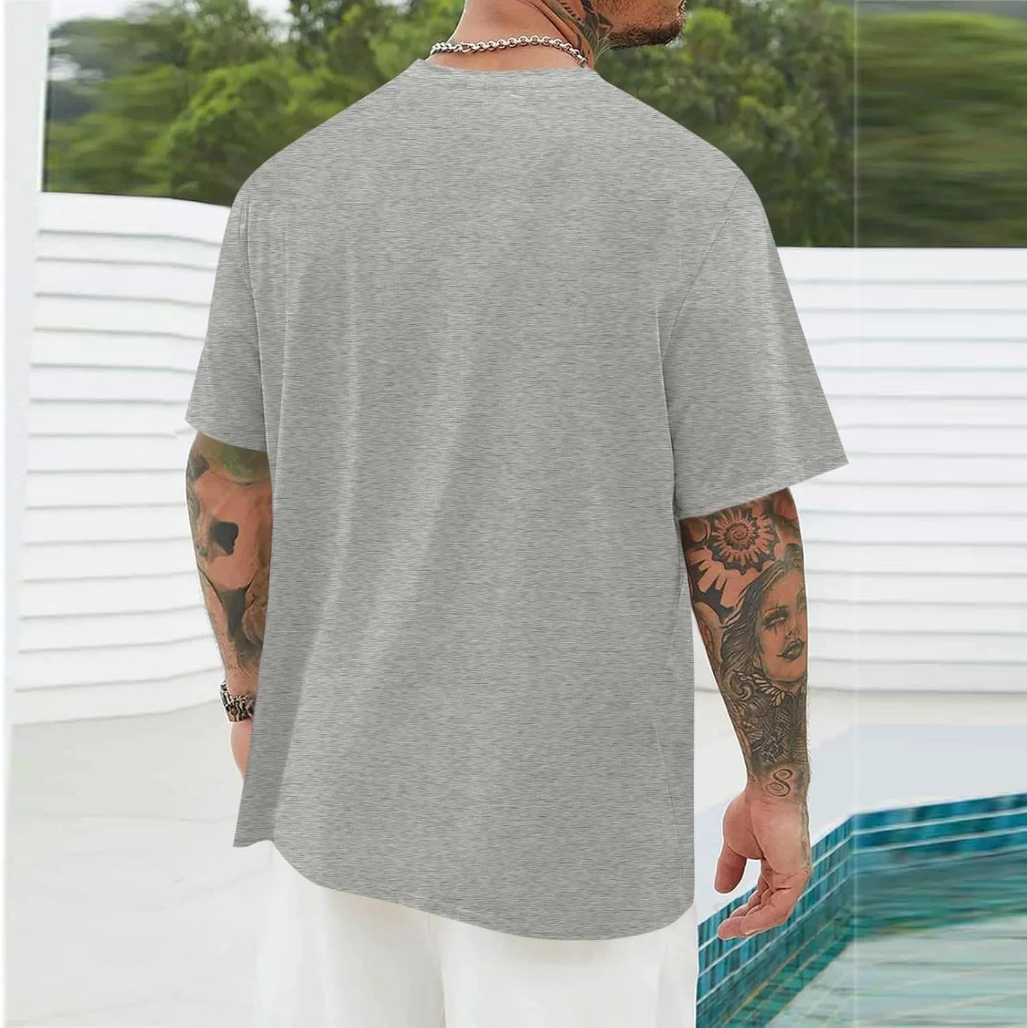 Мужская футболка с принтом ананаса Summer Tops Cotton, Gray — фото 3