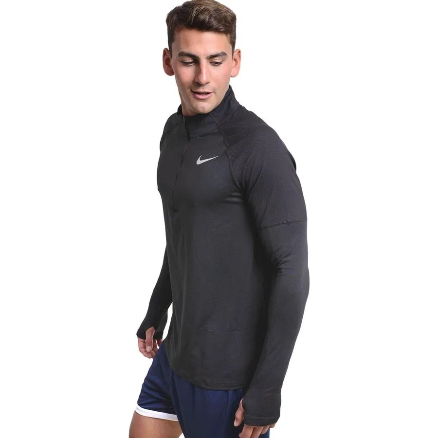 Мужская тренировочная куртка с полузамком модель Dri-Fit Element Running, Nike, Черный — фото 2