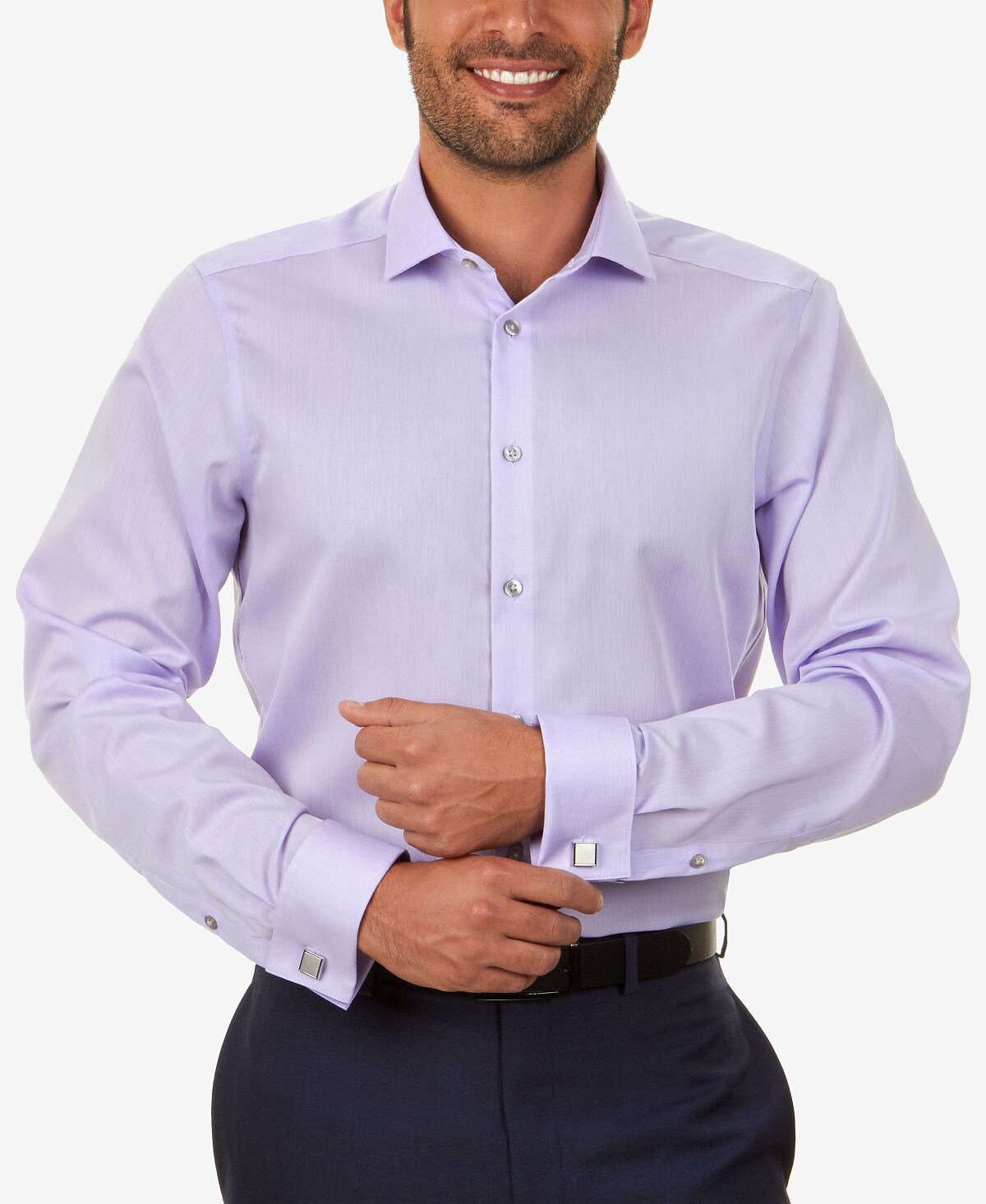 

Мужская классическая рубашка slim-fit non-iron performance в елочку с французскими манжетами Calvin Klein, фиолетовый