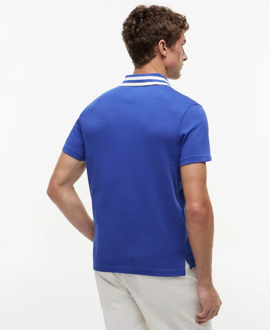 Поло с контрастной отделкой и логотипом Tommy Hilfiger, Pigment Blue — фото 4