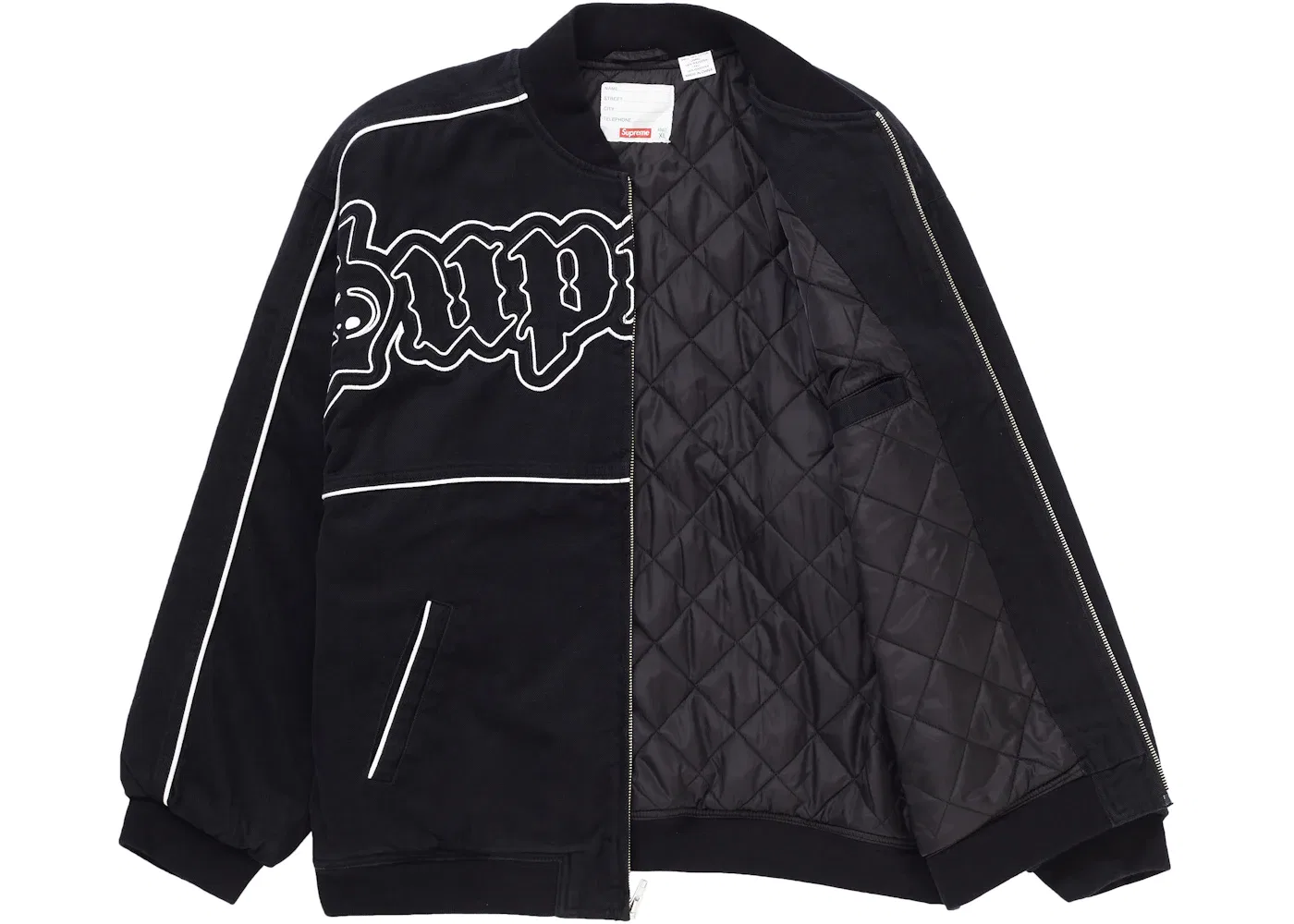Мужская куртка-бомбер с длинным рукавом Supreme Twill Old English Varsity Jacket, Black — фото 2