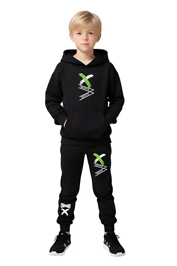 Детский спортивный комплект для мальчиков с принтом Fyk Kids, Khaki-Grey-Black — фото 4