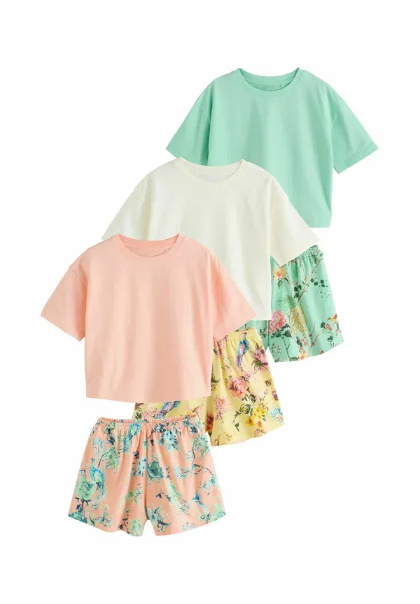 Пижамный комплект из 3 предметов хлопок Next pink/green floral, зеленый