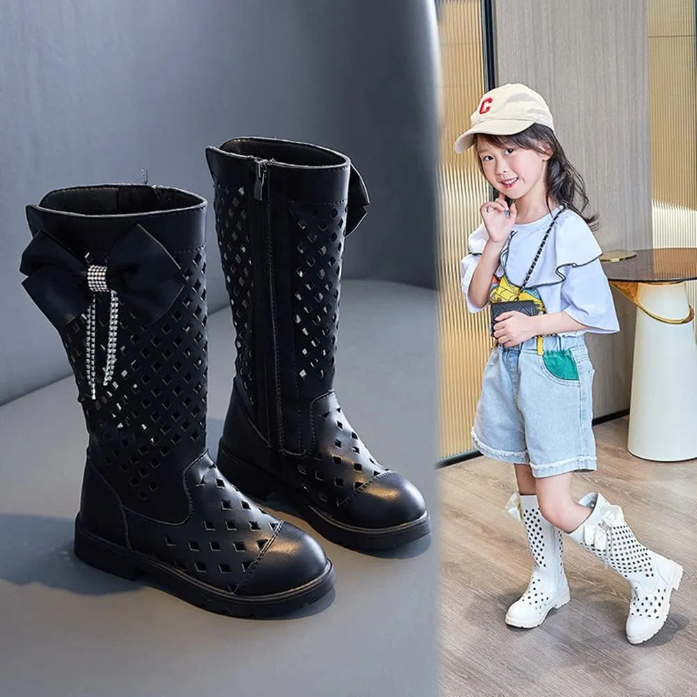 Детские сапоги для девочек с принтом Tall Riding Boots BININBOX, Black — фото 2