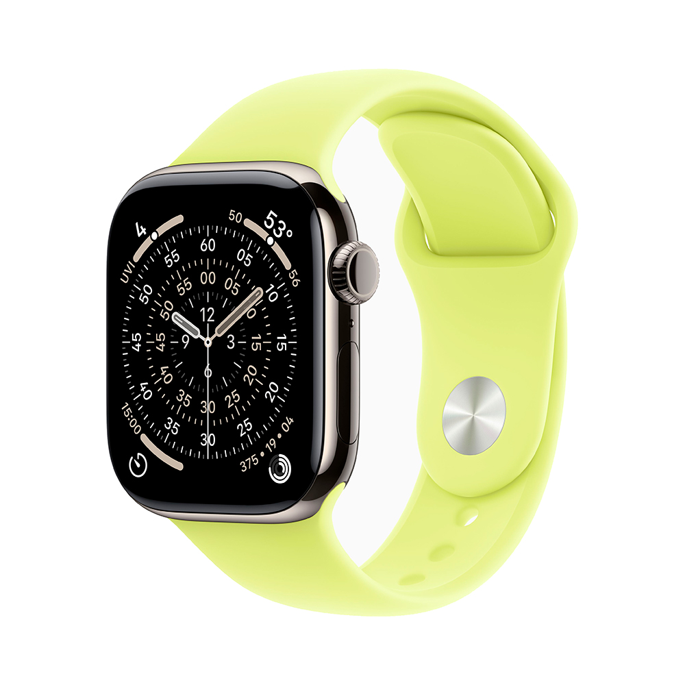 

Умные часы Apple Watch Series 11 (GPS+Cellular), 42 мм, Natural Titanium Case/Neon Yellow Sport Band - S/M, Титановый, Умные часы Apple Watch Series 11 (GPS+Cellular), 42 мм, Natural Titanium Case/Neon Yellow Sport Band - S/M