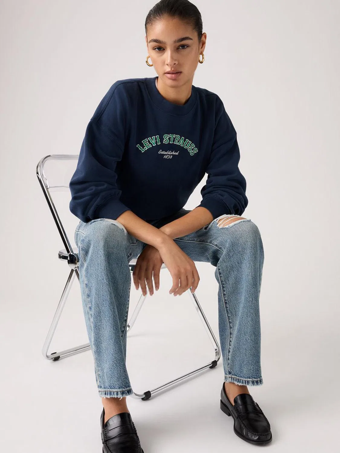 Свитшот винтажный свободный Levi's, Navy — фото 3