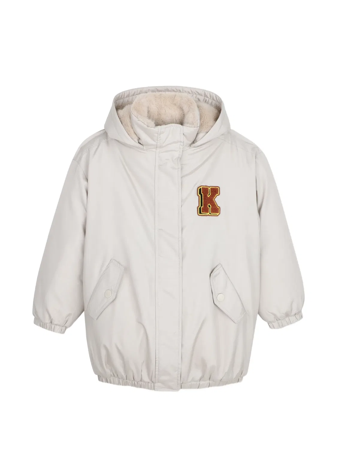 Парка с капюшоном и вышитым логотипом Kenzo Kids, нейтральные цвета