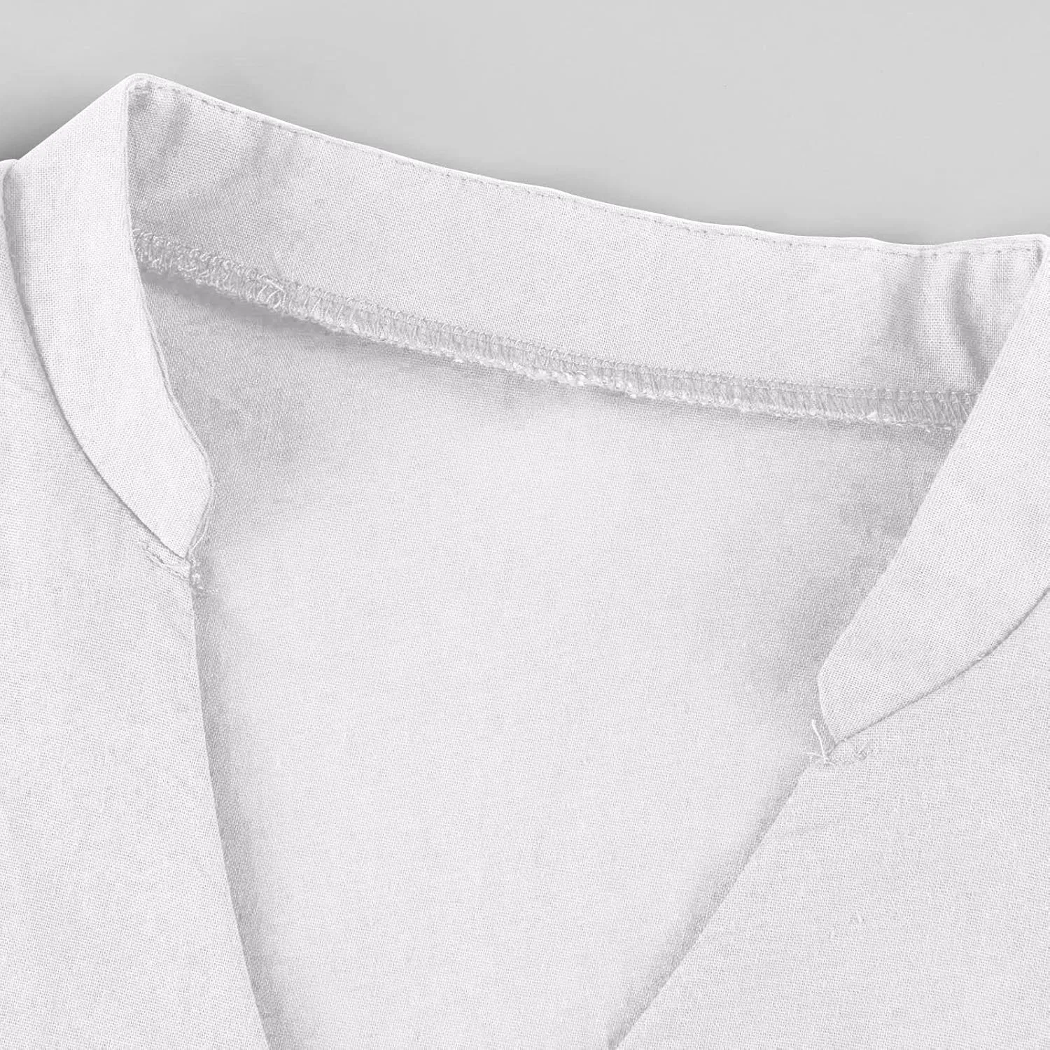 Летнее платье макси с V-образным вырезом, Cotton Linen, White — фото 3