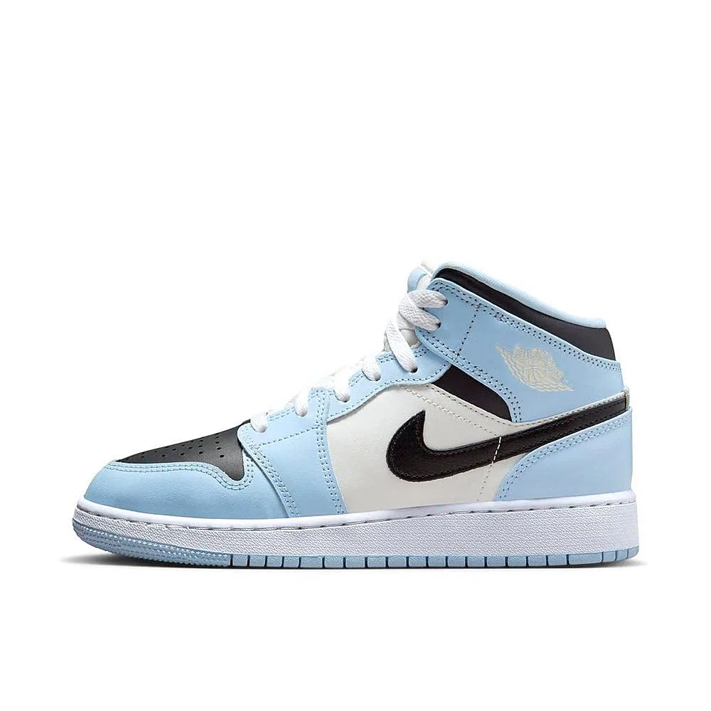 Детские кроссовки для мальчиков с принтом Jordan 1 Mid Iris Whisper/Fire Pink-White Jordan, Archaeo Dark Smoke Grey Brown