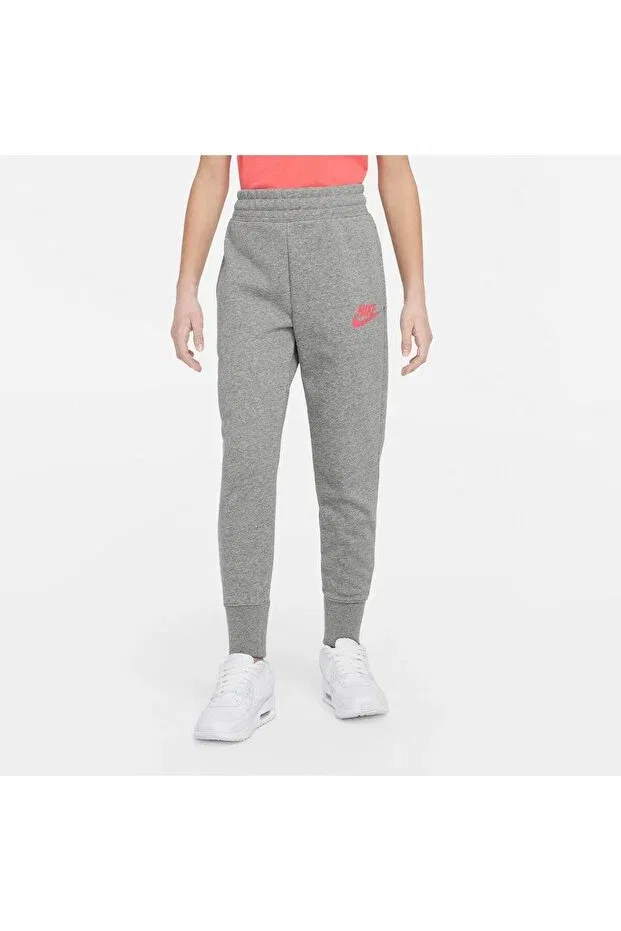 Детские спортивные штаны для девочек из футера с принтом Sportswear Club French Terry Hose Kids Nike, Gri