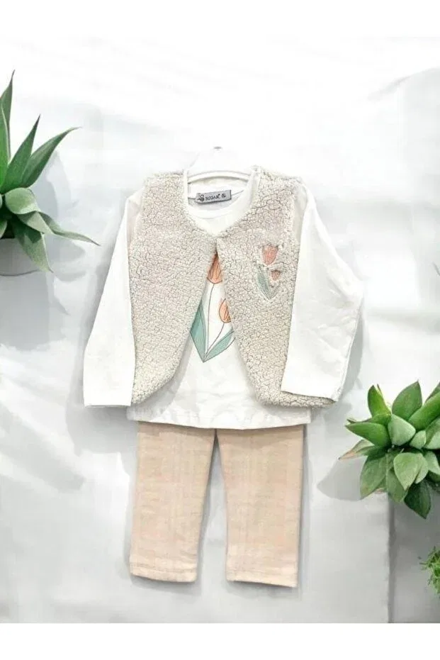 Детский комплект для девочек из плюша Zekids, Cream
