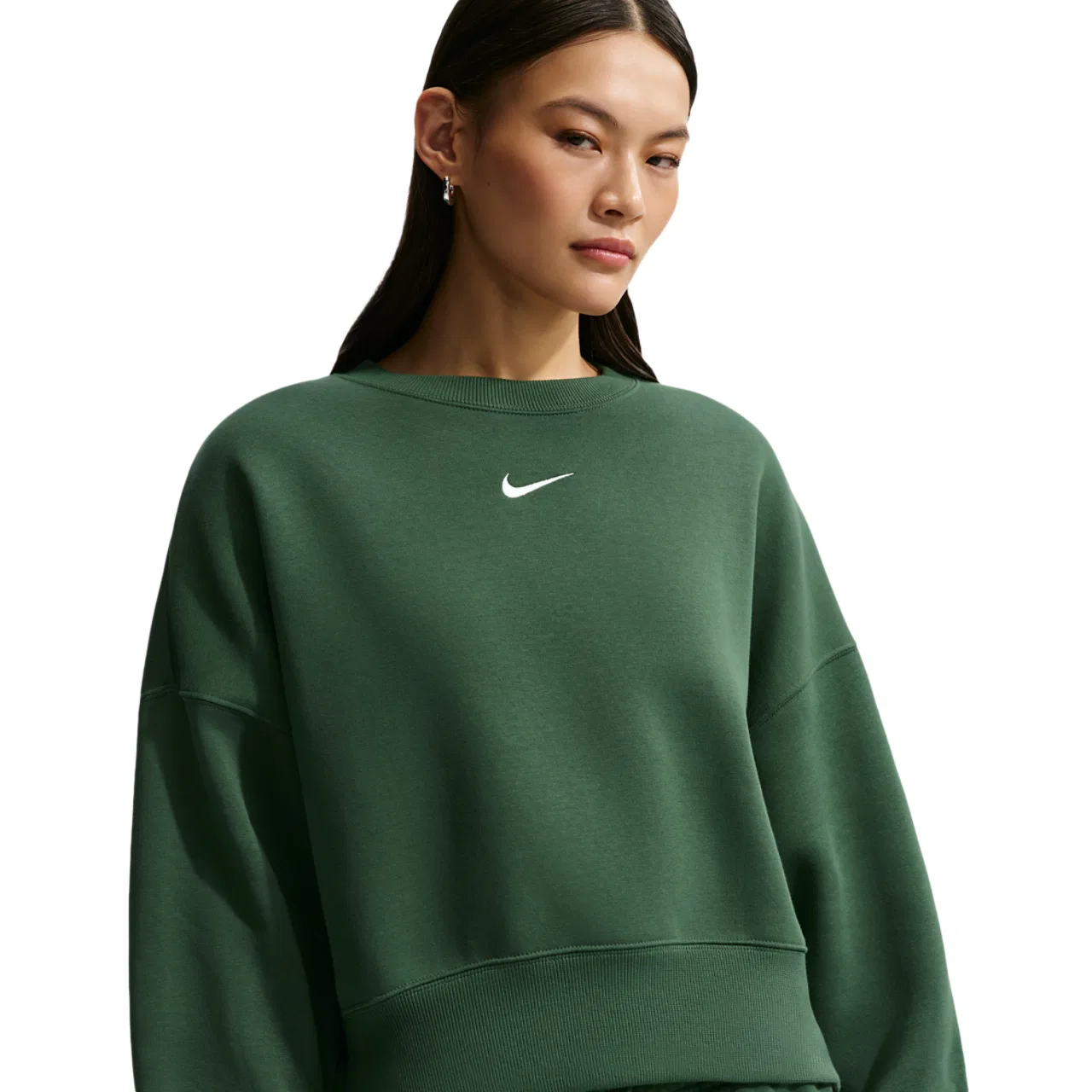 Женская толстовка Nike NSW Style Fleece Crew OOS, цвет Fir/Sail — фото 3