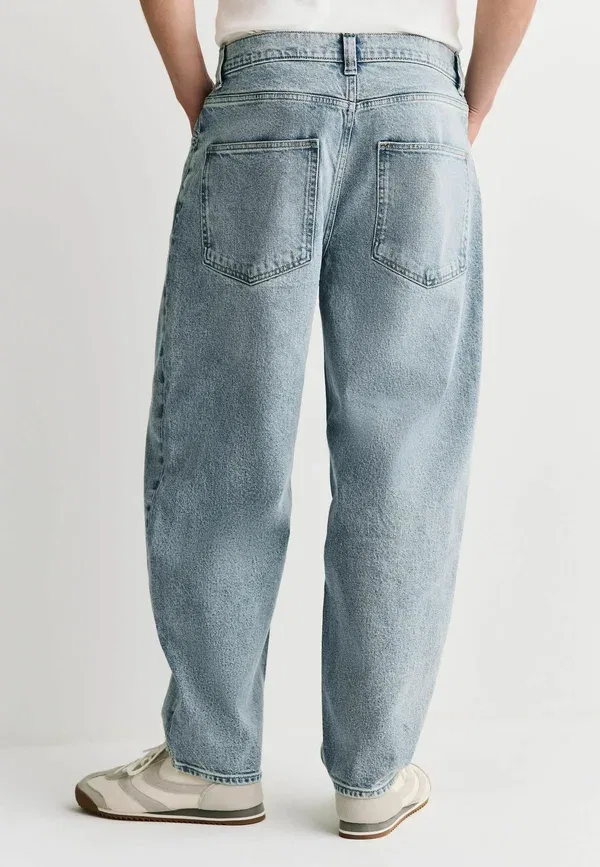 Джинсы широкие Regular fit - barrel fit edit pleated jeans Next, mid blue, синий — фото 3