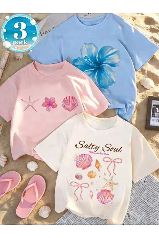Детский комплект футболок для девочек с принтом Stil-X, Multi-Color