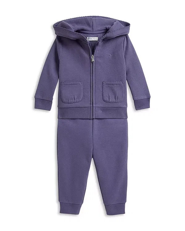 Детский комплект из футера с капюшоном и штанами Polo Ralph Lauren, фиолетовый