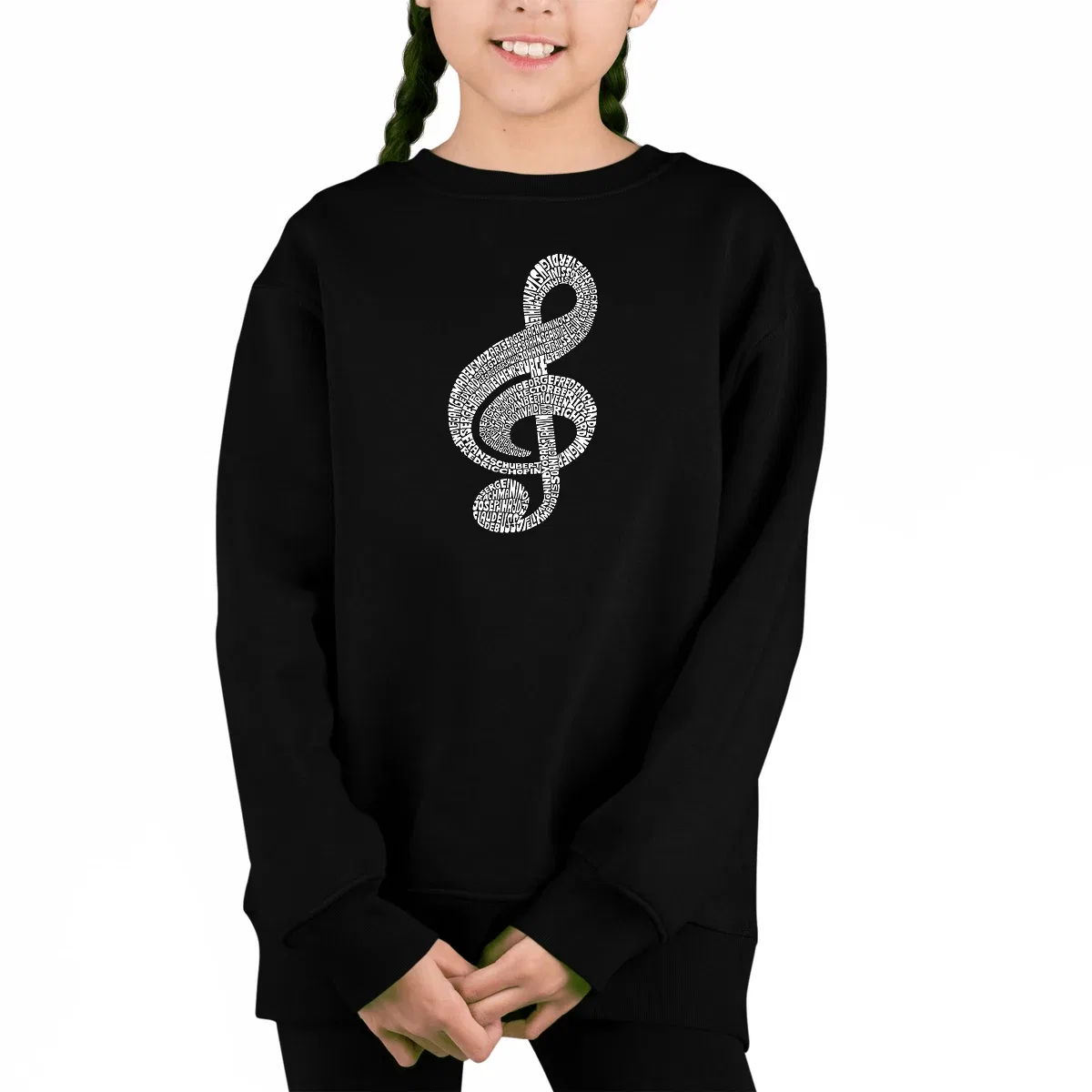 Детское худи с принтом Music Note LA Pop Art, Black
