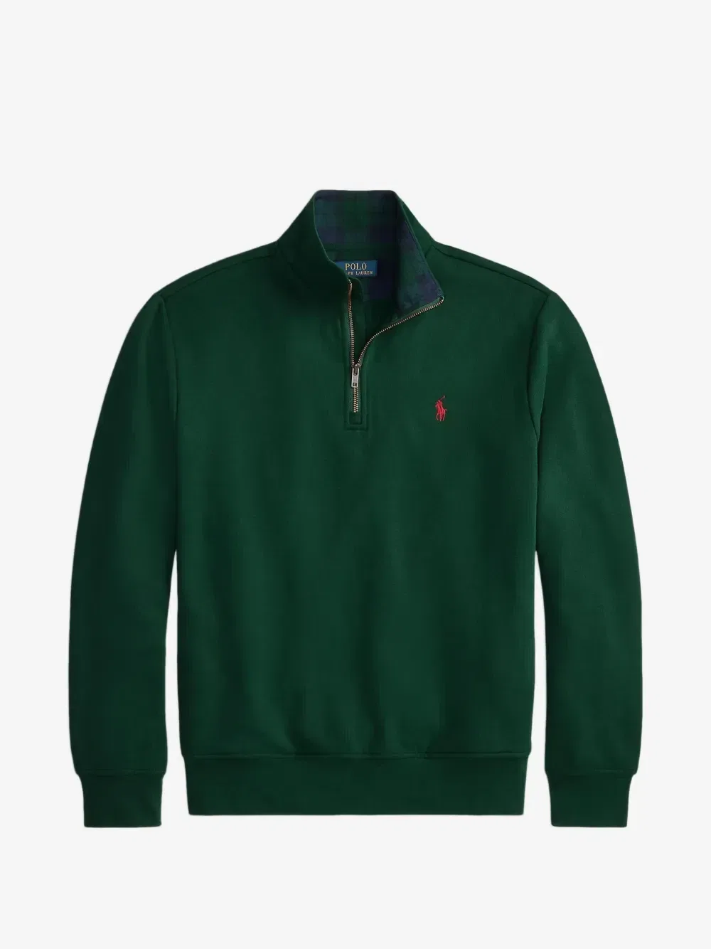 Свитер с воротником на молнии и вышивкой POLO RALPH LAUREN, зеленый