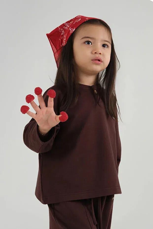 Детская футболка с длинным рукавом с принтом Mioma Kids, Brown — фото 2