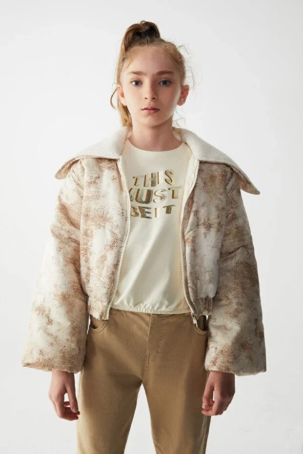 Детское пальто для девочек джинсовое Nk Kids, Cream — фото 4