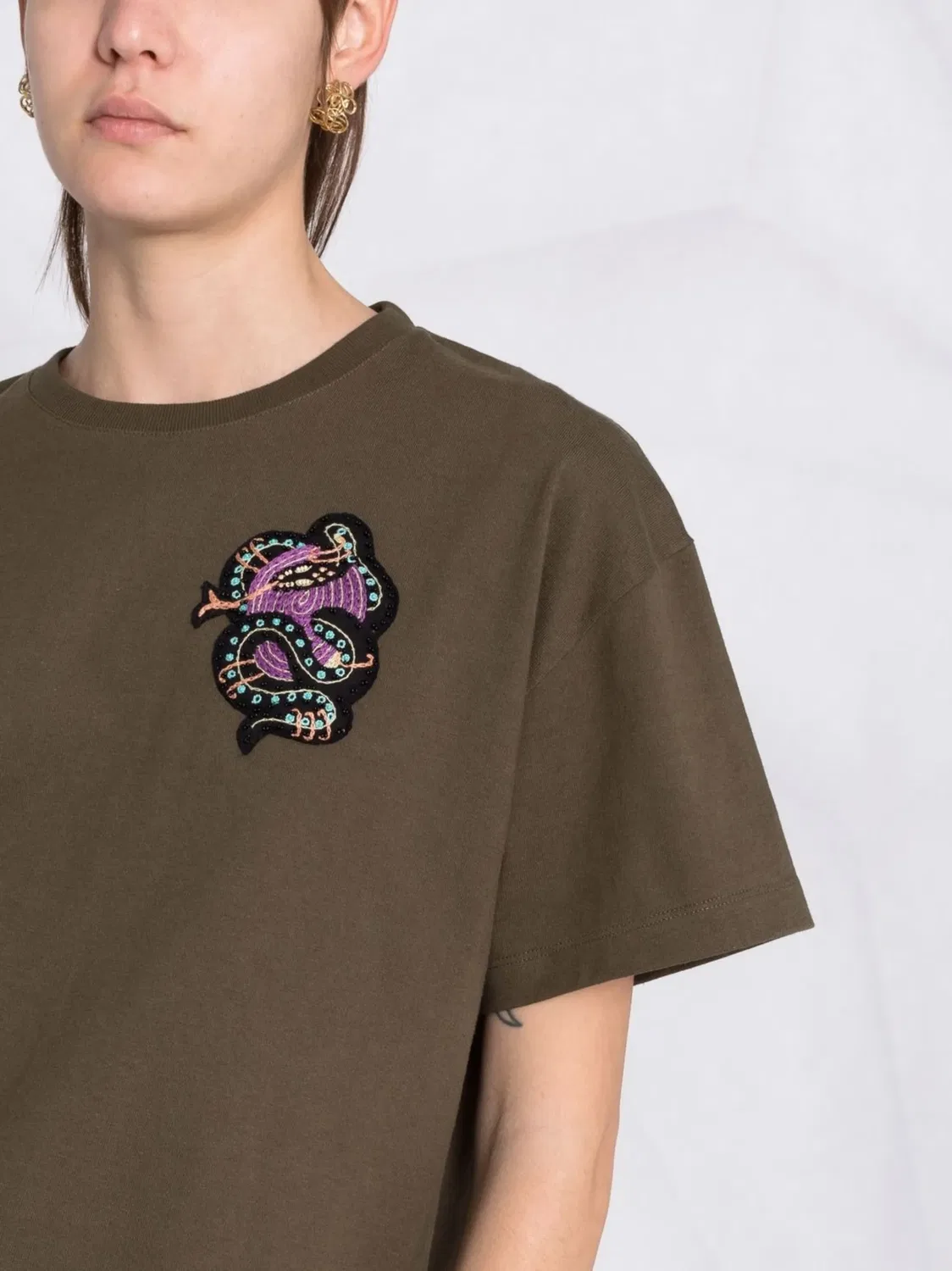 Футболка оверсайз с отделкой из бисера ETRO, зеленый — фото 4