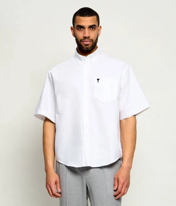 Мужская рубашка свободного кроя Camicia AMI Paris, белый