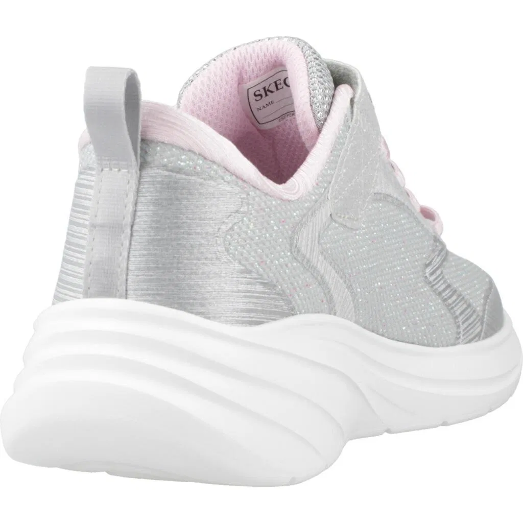 Детские кроссовки с блестящим верхом Wave 92 Skechers, Grau Blasses Korallenorange — фото 3
