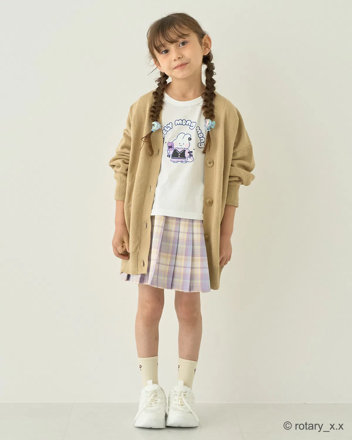 Детская футболка с принтом мини-длины Lovely MongMong Lycee mine, Off White — фото 3