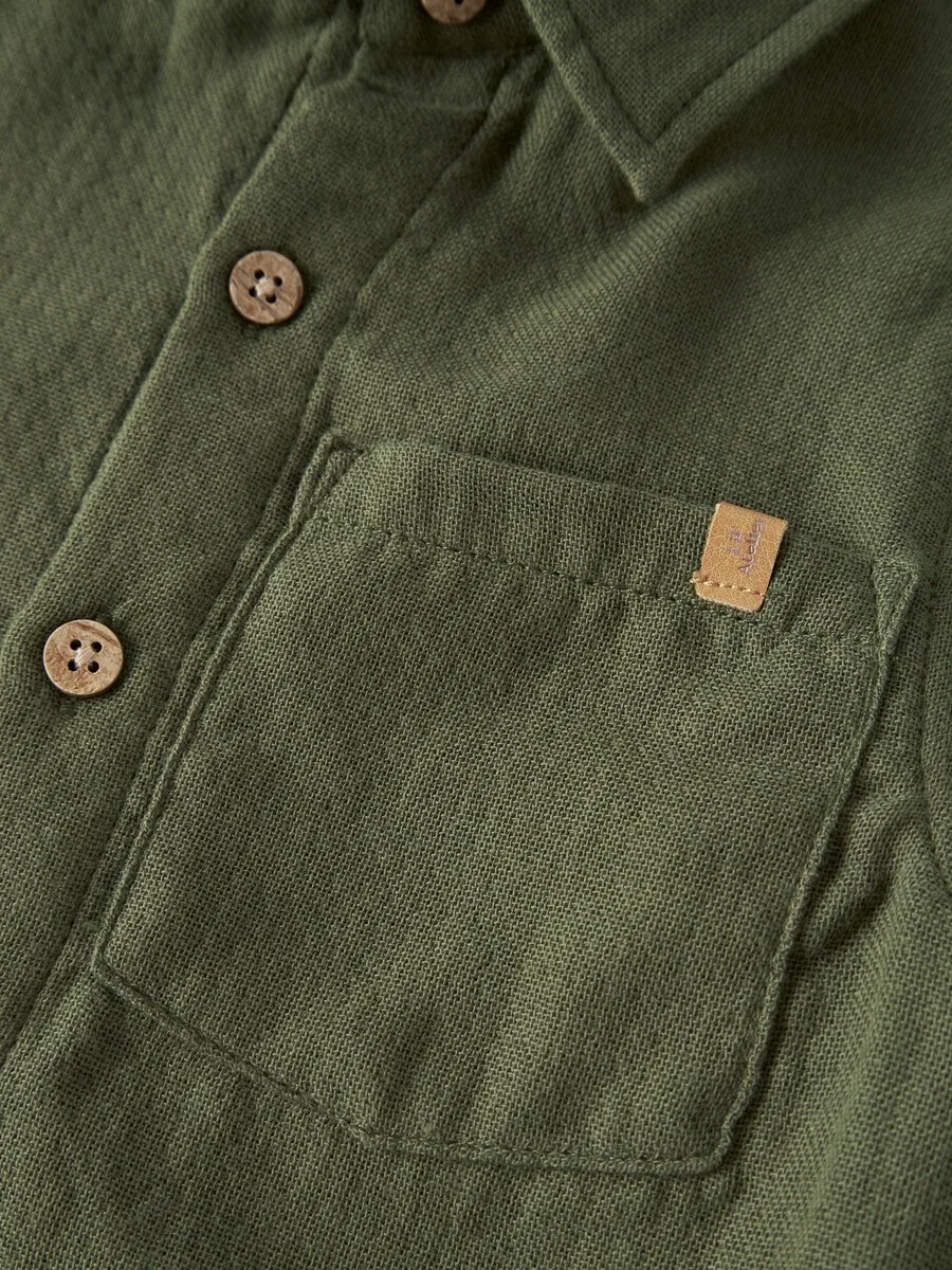 Рубашка на пуговицах Lil'Atelier Comfort fit, зеленого цвета — фото 4