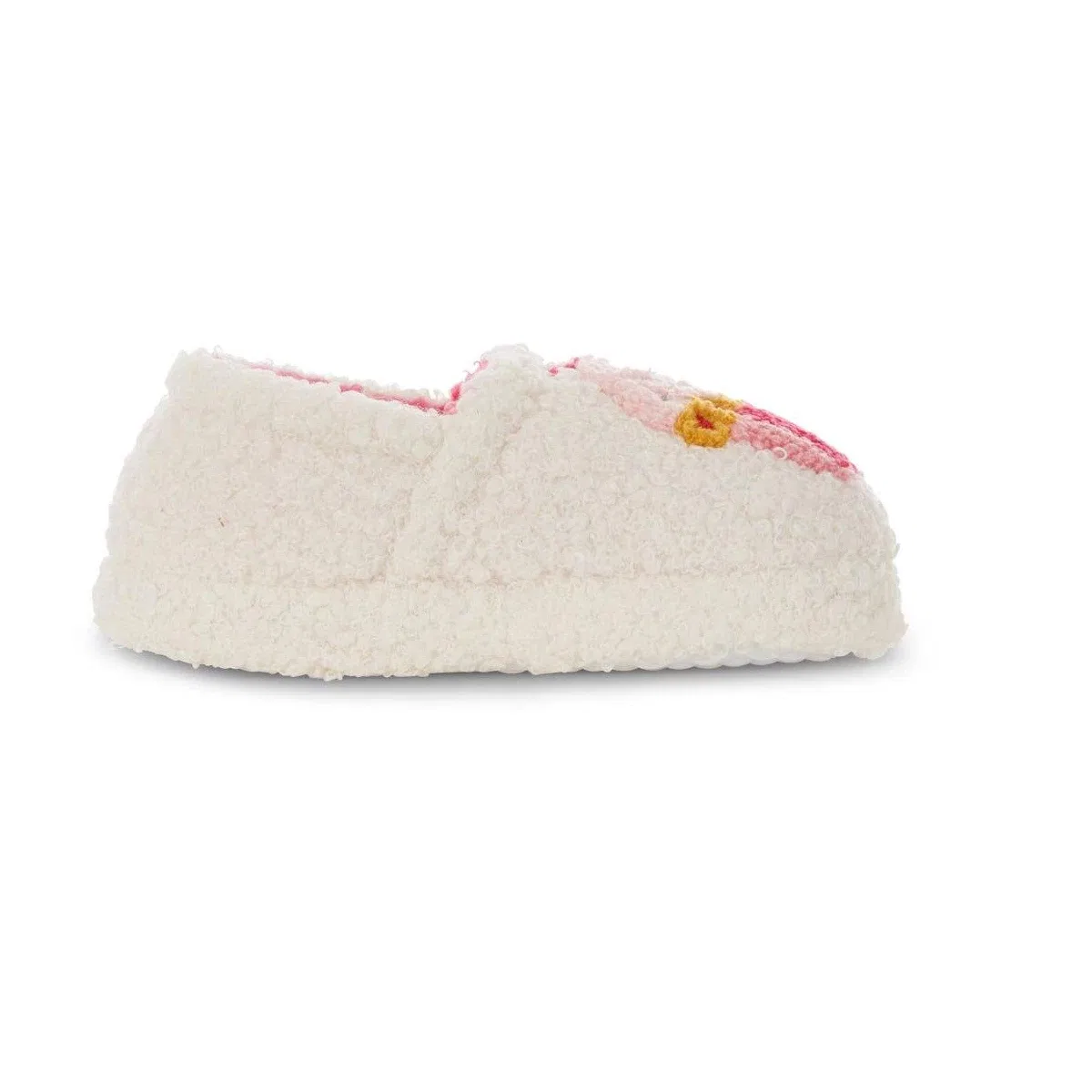 Детские тапочки для девочек с плюшевым верхом Smiley Face Patch Kensie, Ivory Multi — фото 2