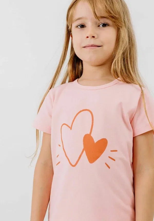 Футболка с принтом Little big hearts Walkiddy, Pink, розовый