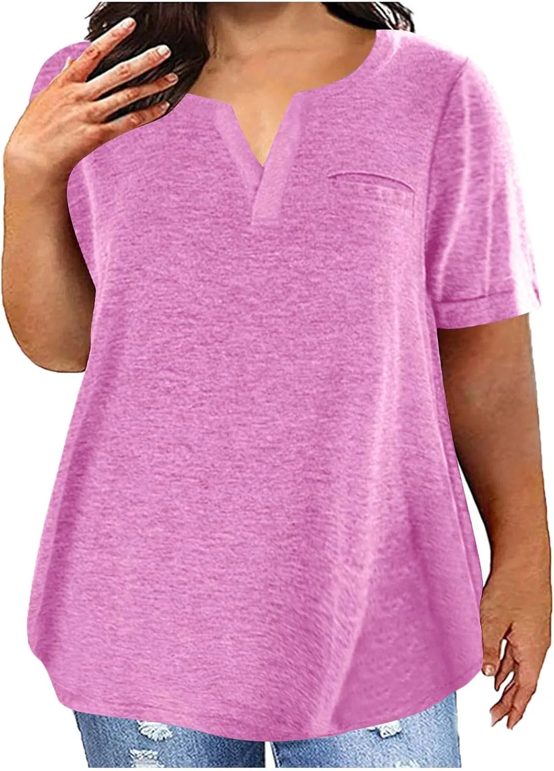 Женская свободная футболка с вырезом хенли Oversized Tee, Pink