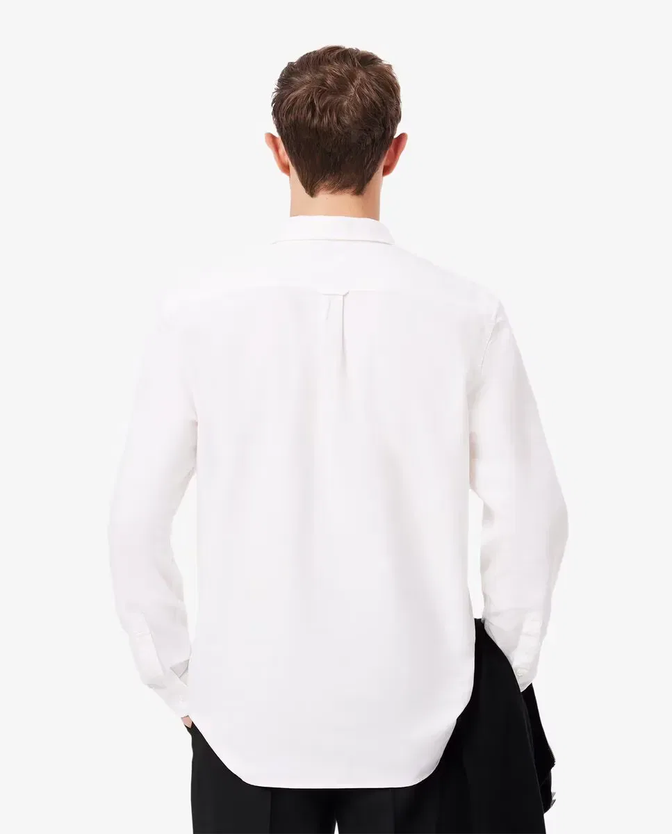 Мужская рубашка оксфордского плетения с длинным рукавом Lacoste, Blanco — фото 2