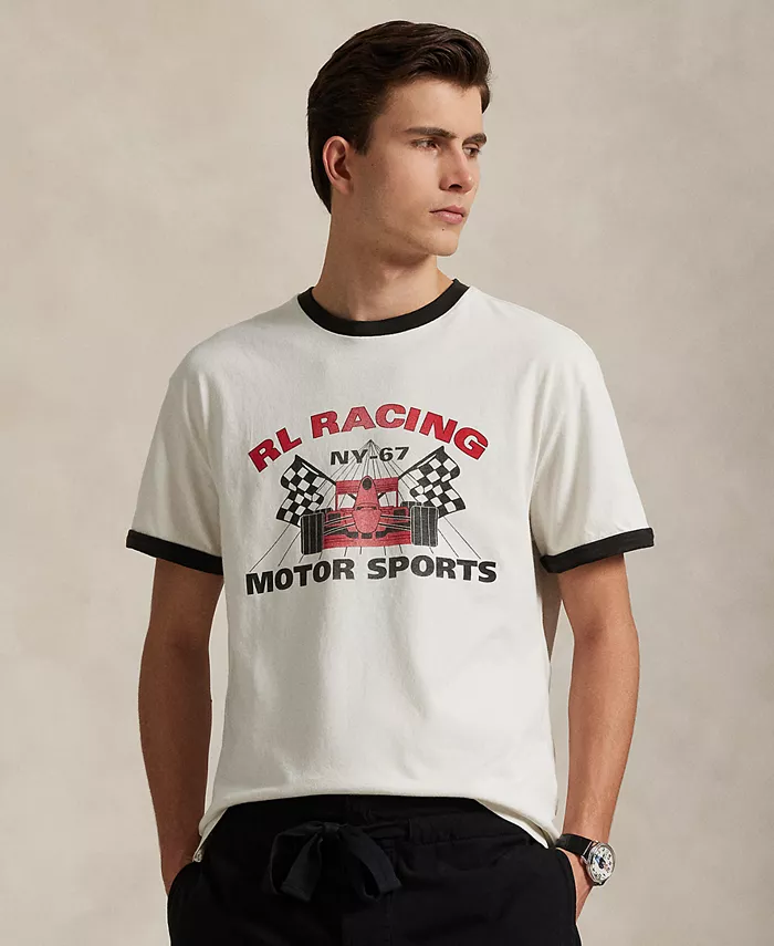 

Мужская футболка с принтом Classic-Fit из джерси Polo Ralph Lauren, слоновая кость/кремовый