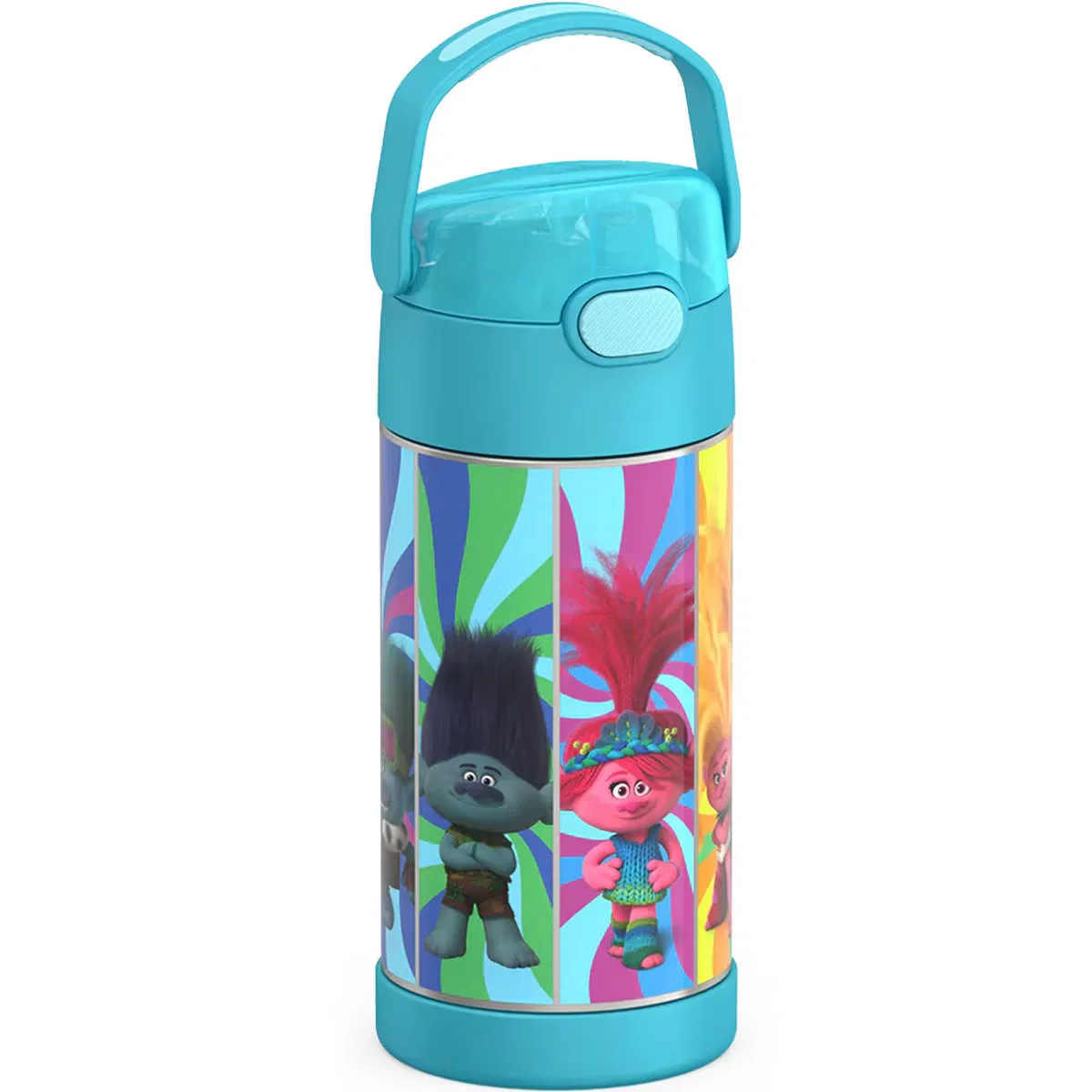 Детская бутылка для воды 350 мл из нержавеющей стали с трубочкой Trolls Movie Thermos, Trolls Movie — фото 2