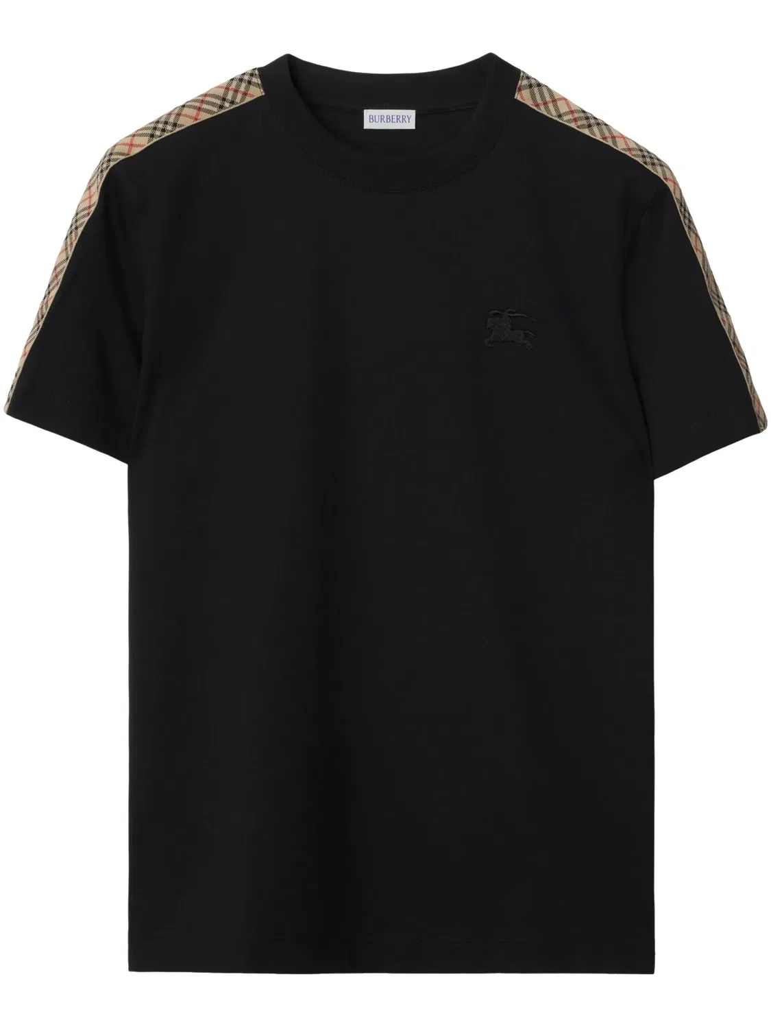 Футболка из хлопка с клетчатым кантом Burberry, черный