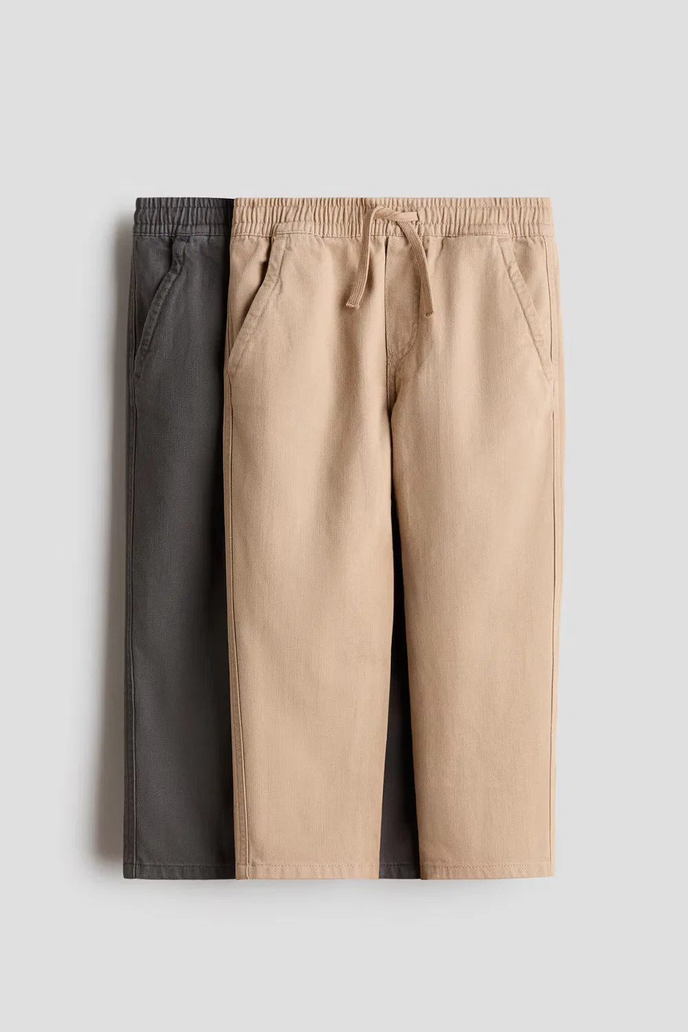 Комплект из 2 хлопковых брюк без шнурков H&M, Beige/Dunkelgrau