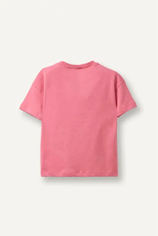 Детская футболка для девочек с принтом 100% Cotton Printed T-Shirt Baby Girl Defacto, Pink-pn280 — фото 3