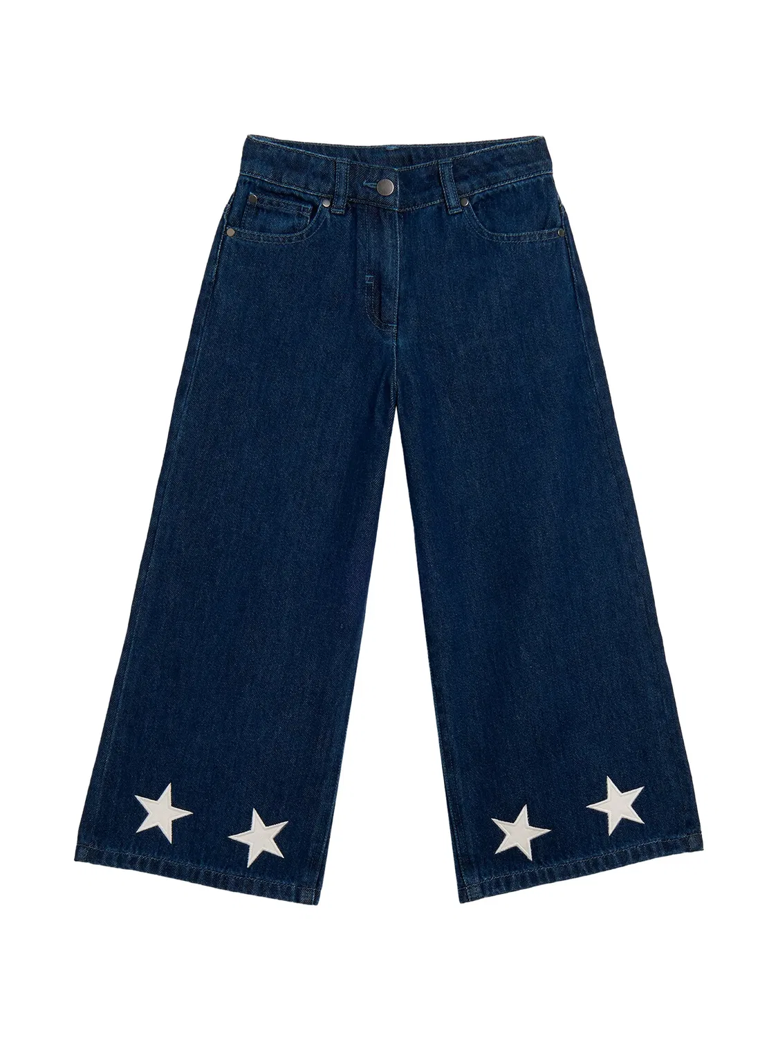 Джинсы с широкими штанинами и нашивками в виде звезд Stella Mccartney Kids, синий
