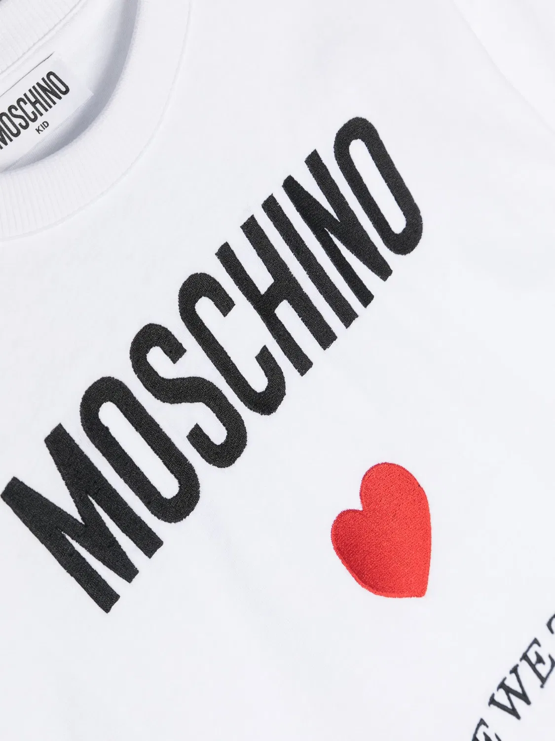 Хлопковое платье с вышитым логотипом Moschino, белый — фото 2