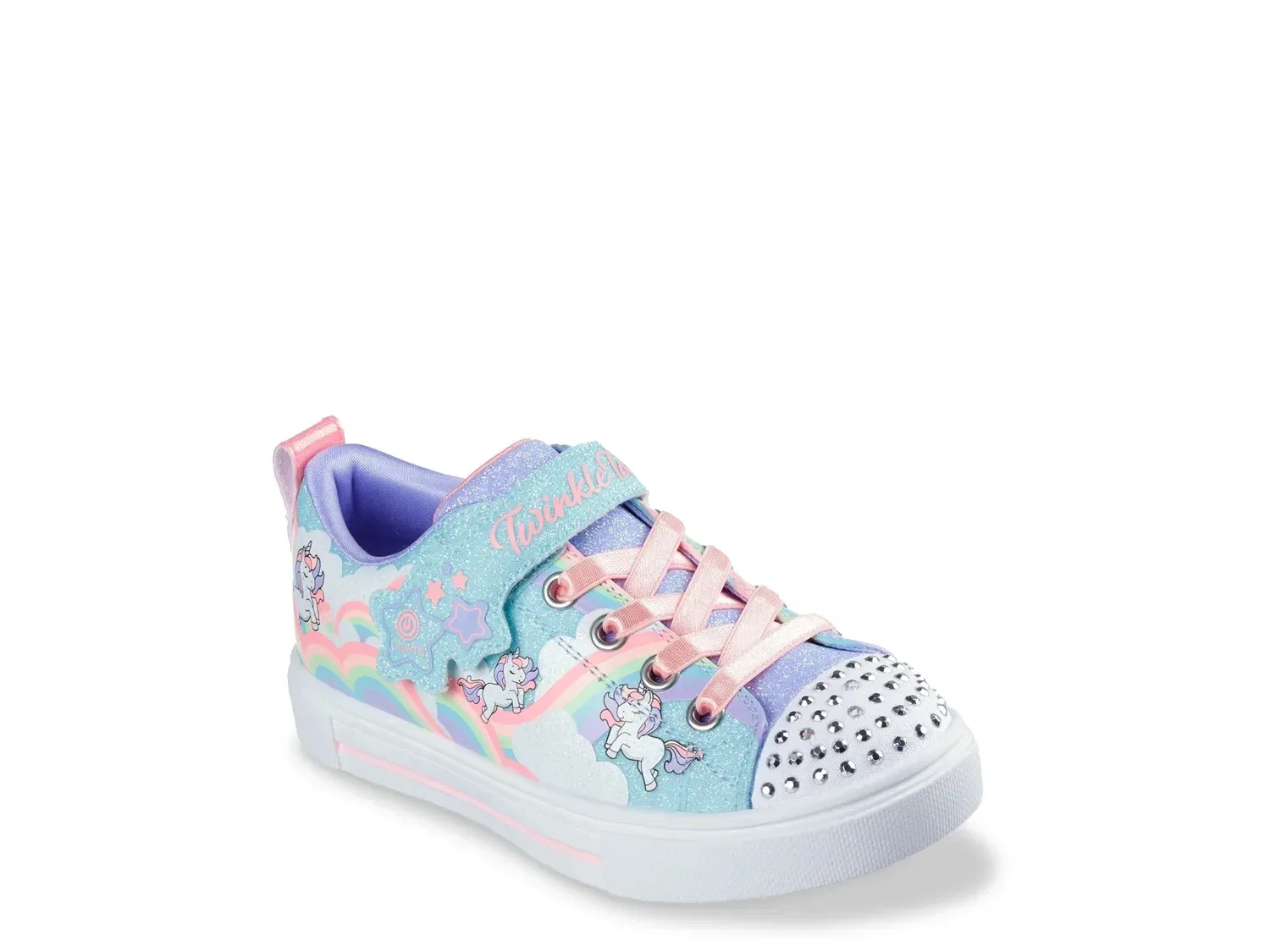 Кроссовки детские с подсветкой Twinkle Sparks Jumpin' Clouds Skechers, бирюзовый