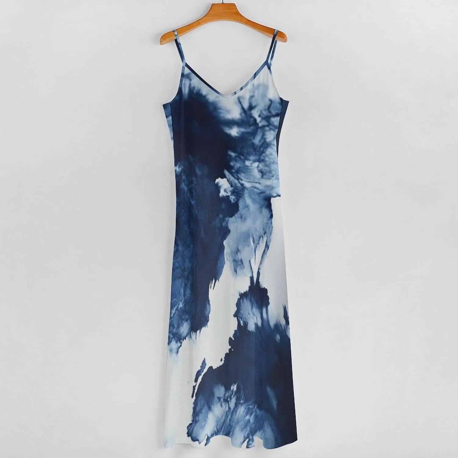 Женское летнее макси-платье-сарафан с принтом, Dark Blue Tie Dye — фото 4