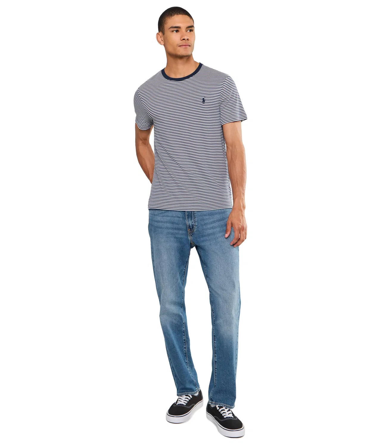 Футболка из мягкого хлопка приталенного кроя Polo Ralph Lauren, Newport Navy/White — фото 2