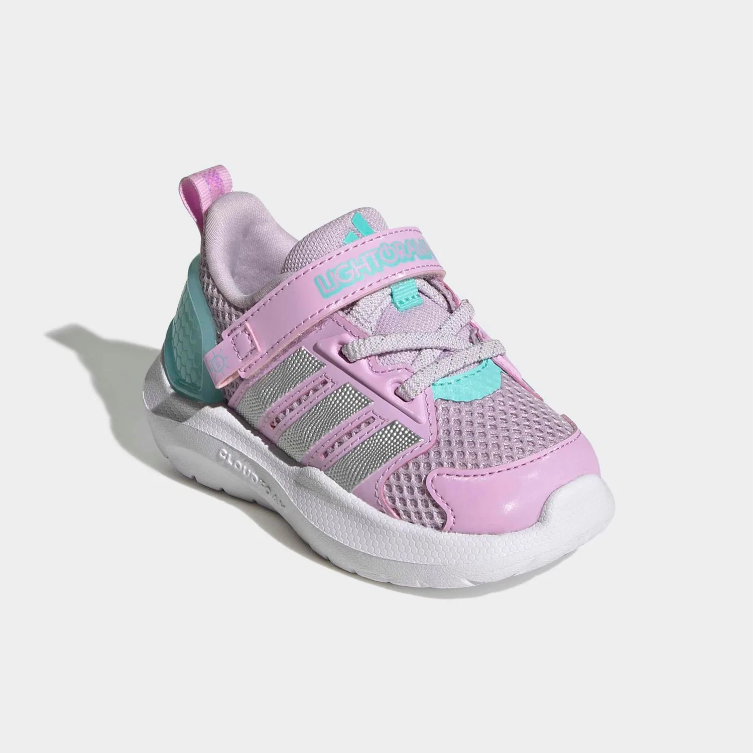 Детские кроссовки со светодиодной подсветкой Adidas Sportswear, Ice Lavender/Silver Metallic/Flash Aqua