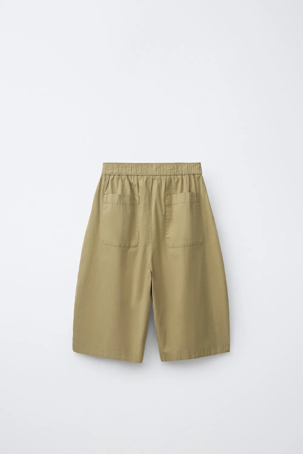 Шорты-бермуды Poplin Barrel ZARA, Khaki — фото 2