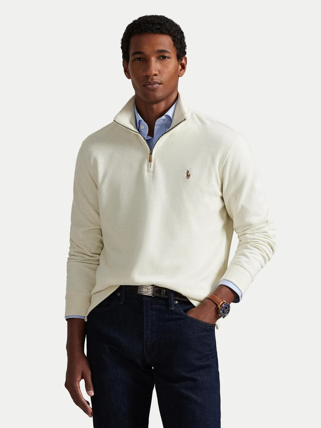Мужской пуловер цвета экрю стандартного кроя Polo Ralph Lauren, кремовый