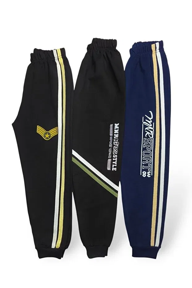 Детские спортивные штаны для мальчиков с принтом Minik Motion, Black - Black - Navy Blue
