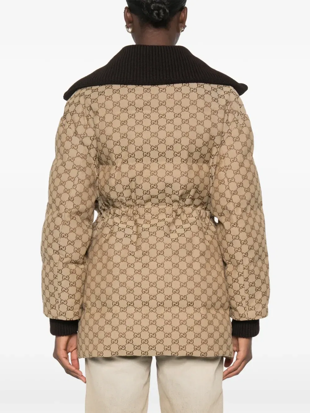 Пуховик из канваса GG GUCCI, бежевый — фото 4