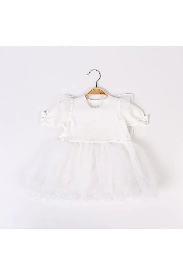 Детское платье для девочек с коротким рукавом Butterfly wing dress Şirin Şeyler Butiği, Butterfly-White — фото 2