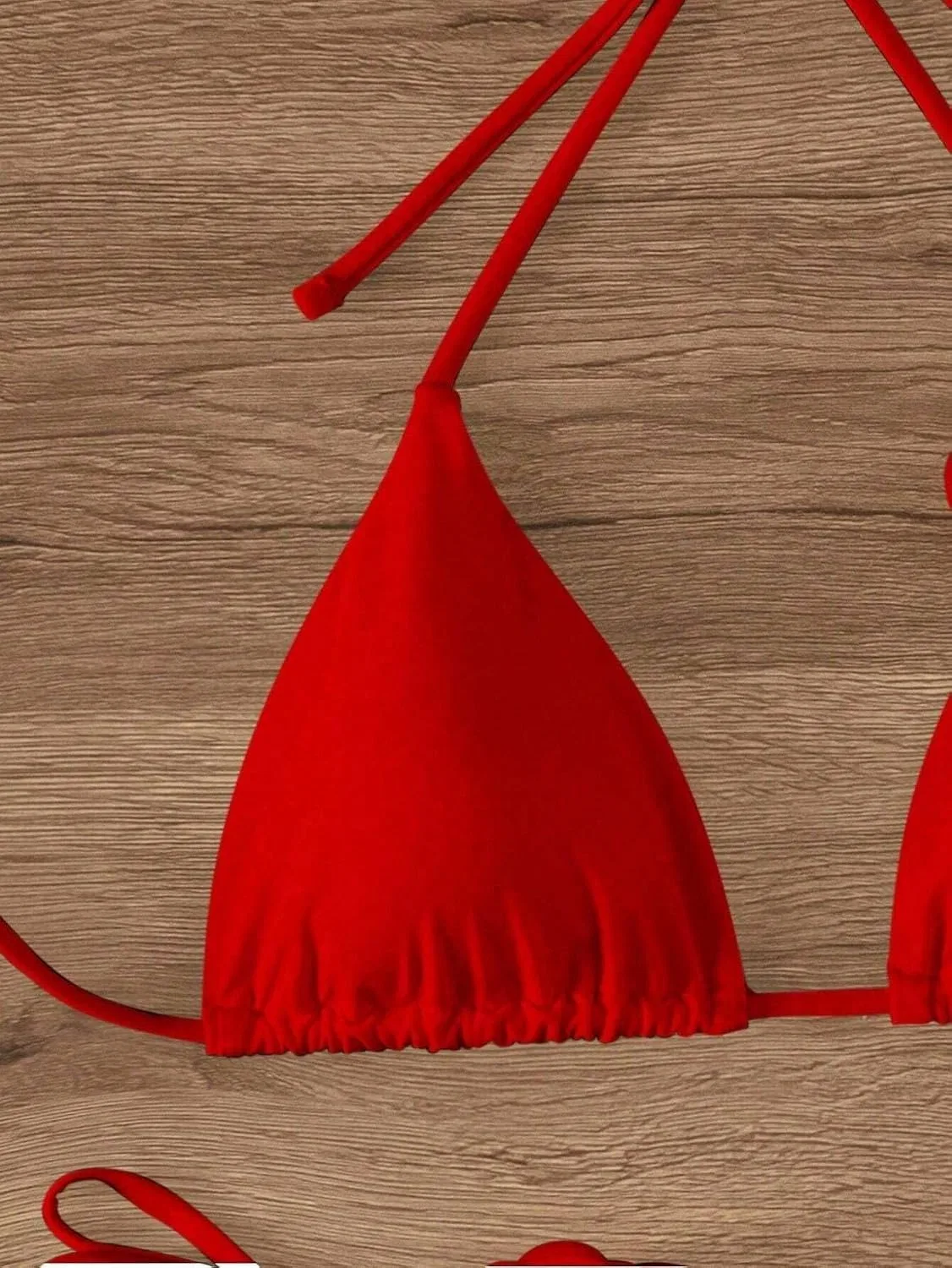 Женский бикини-сет с высокой талией и завязками сзади, Red — фото 2